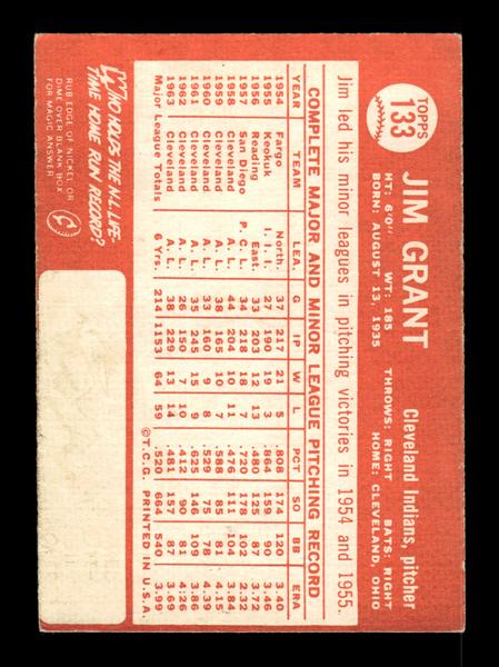 1964 Topps #133 Jim Grant Cleveland Indians EX HOF-10005902