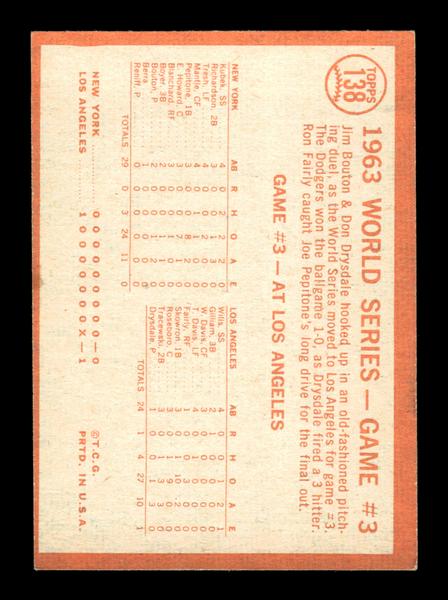 1964 Topps #138 World Series Game #3 - L.A. Takes 3rd Straight EX HOF-10005905