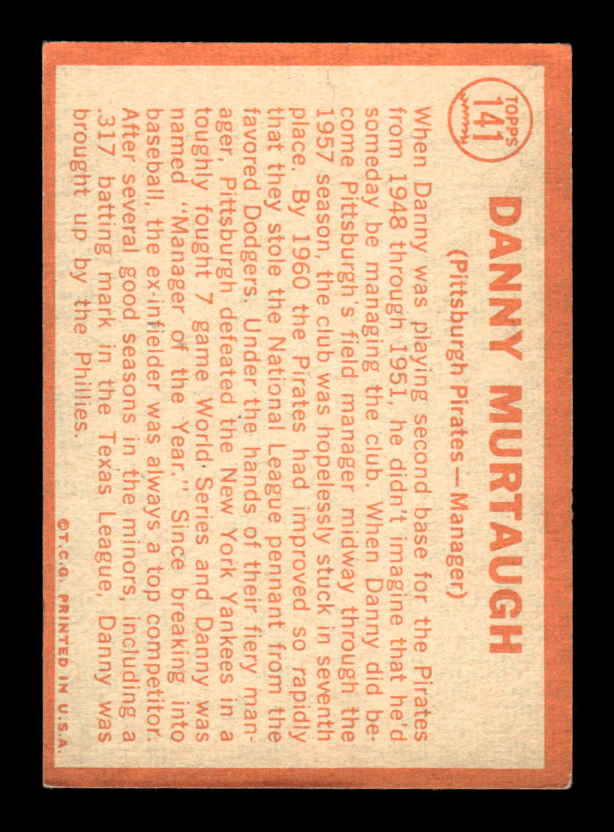 1964 Topps #141 Danny Murtaugh Pittsburgh Pirates EX HOF-10005908