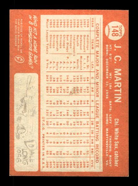 1964 Topps #148 J.C. Martin Chicago White Sox EX HOF-10005913