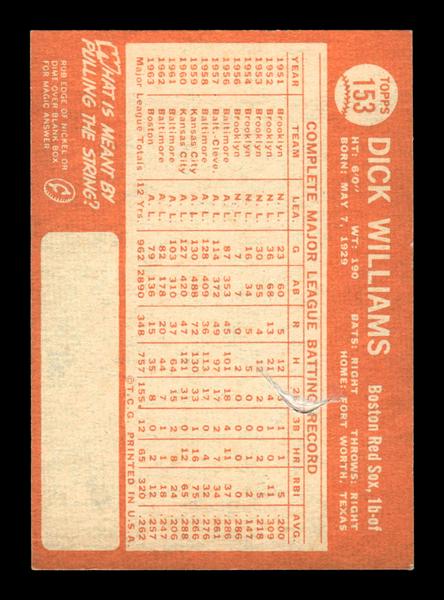 1964 Topps #153 Dick Williams Boston Red Sox EX HOF-10005917