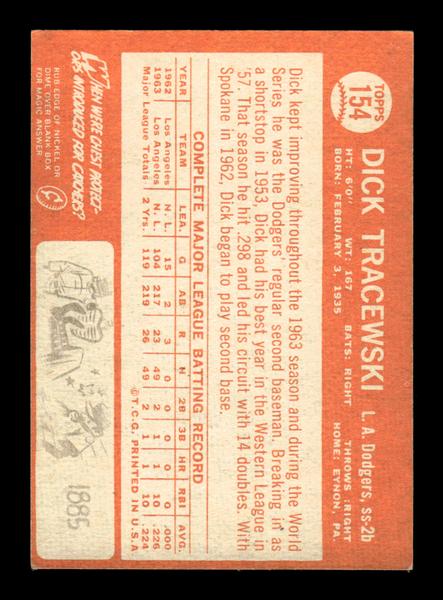 1964 Topps #154 Dick Tracewski Los Angeles Dodgers EX HOF-10005918
