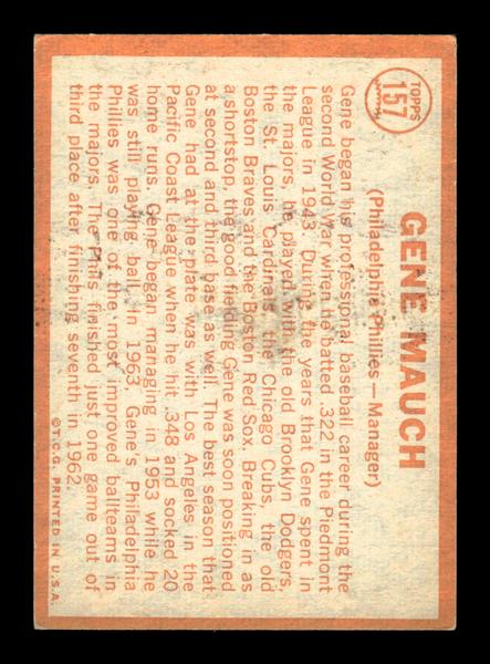 1964 Topps #157 Gene Mauch Philadelphia Phillies EX HOF-10005920