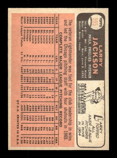 1966 Topps #595 Larry Jackson Philadelphia Phillies EX - HI# HOF-10005957
