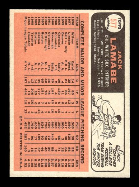 1966 Topps #577 Jack Lamabe Chicago White Sox EX - HI# HOF-10005967