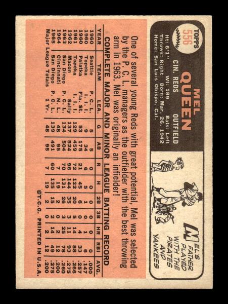 1966 Topps #556 Mel Queen Cincinnati Reds EX - HI# HOF-10005982