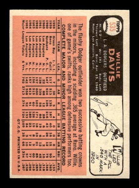 1966 Topps #535 Willie Davis Los Angeles Dodgers EX - HI# HOF-10005996