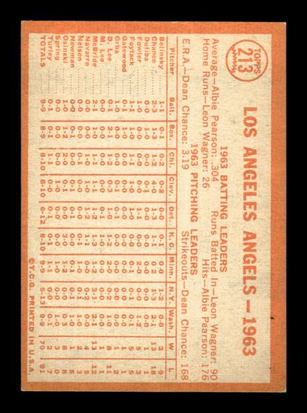 1964 Topps #213 Los Angeles Angels Los Angeles Angels EX HOF-10006013