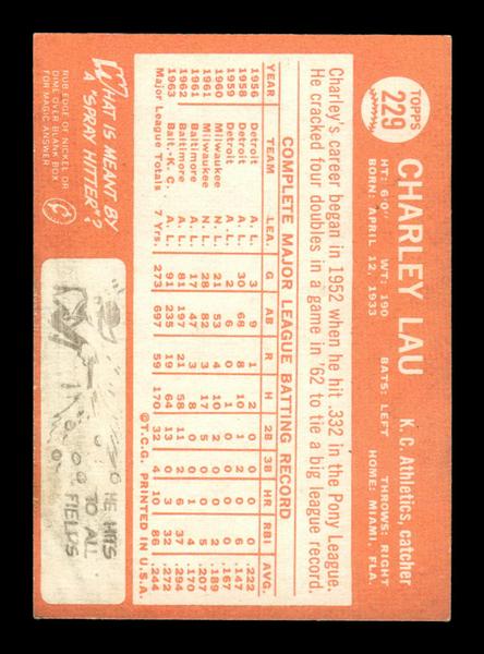 1964 Topps #229 Charley Lau Kansas City Athletics EX HOF-10006025
