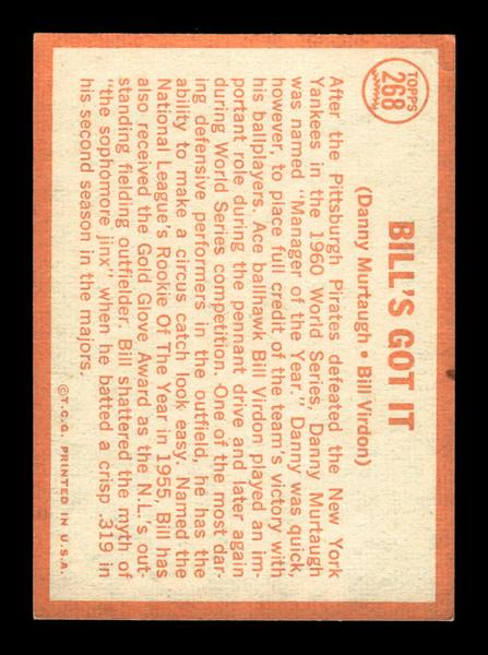 1964 Topps #268 Bill's Got It Murtaugh Virdon EX HOF-10006047
