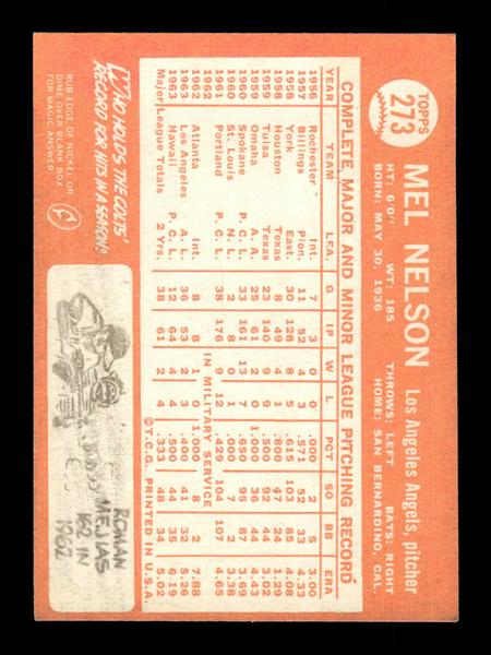 1964 Topps #273 Mel Nelson Los Angeles Angels EX HOF-10006052