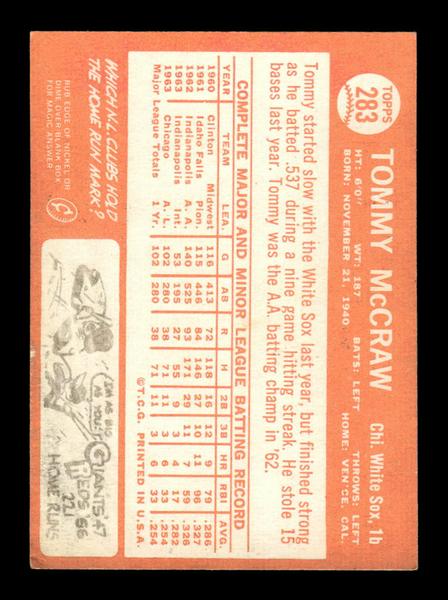 1964 Topps #283 Tommy McCraw Chicago White Sox EX HOF-10006059