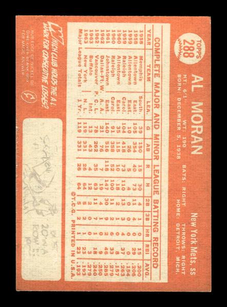 1964 Topps #288 Al Moran New York Mets EX HOF-10006062