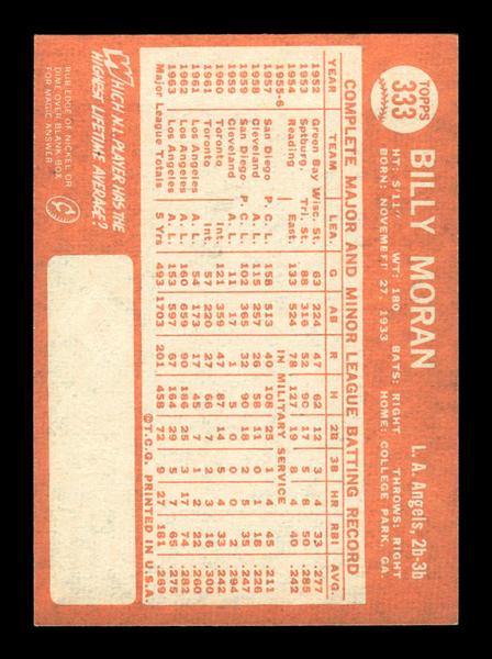 1964 Topps #333 Billy Moran Los Angeles Angels EX HOF-10006097