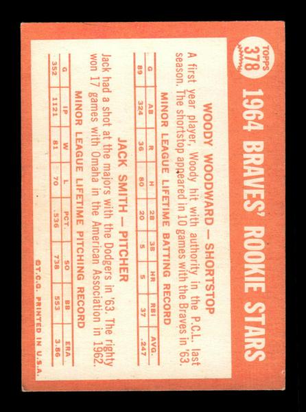 1964 Topps #378 Braves 1964 Rookie Stars Woodward Smith EX HOF-10006132