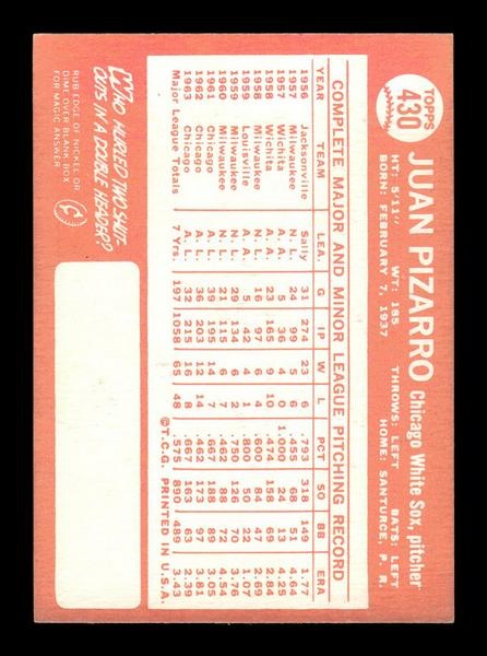 1964 Topps #430 Juan Pizarro Chicago White Sox EX HOF-10006172