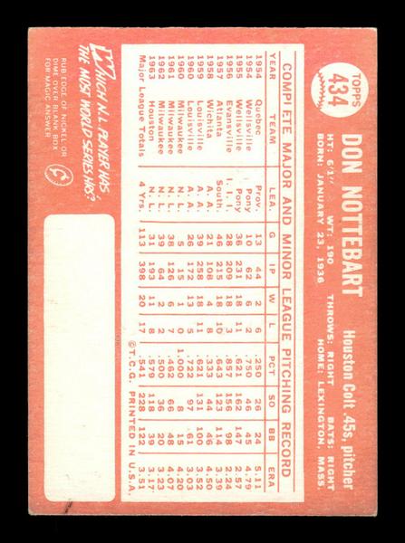 1964 Topps #434 Don Nottebart Houston Colt .45s EX HOF-10006175