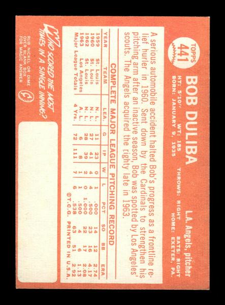 1964 Topps #441 Bob Duliba Los Angeles Angels EX HOF-10006181
