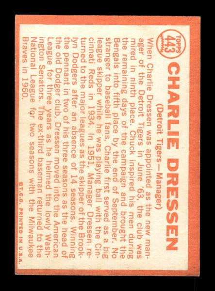 1964 Topps #443 Chuck Dressen Detroit Tigers EX HOF-10006183