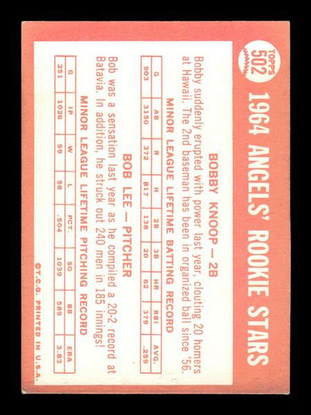 1964 Topps #502 Angels 1964 Rookie Stars Knoop Lee EX HOF-10006204