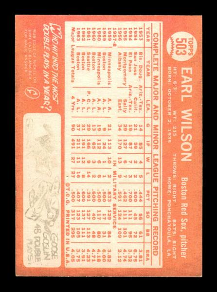 1964 Topps #503 Earl Wilson Boston Red Sox EX HOF-10006205