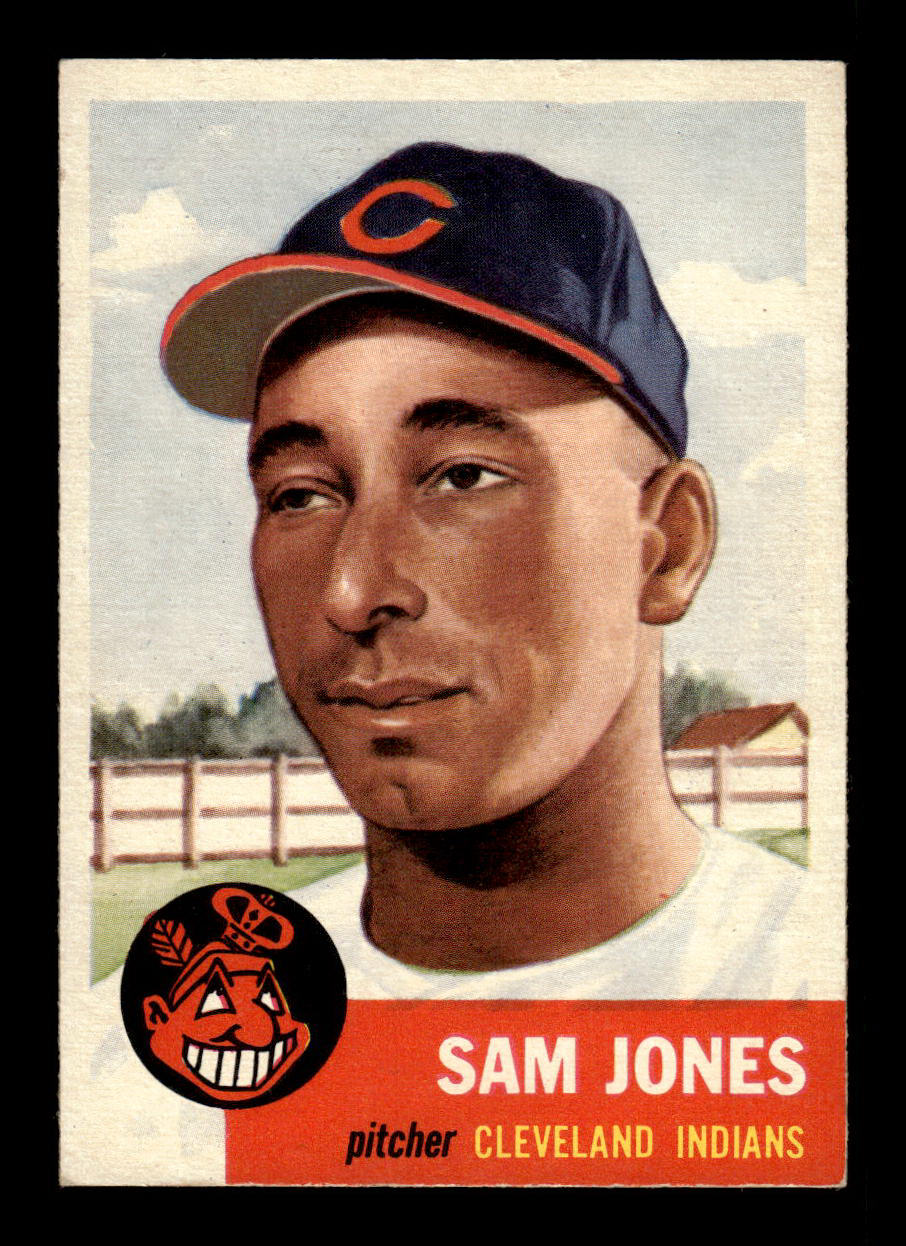 1953 Topps #6 Sam Jones Cleveland Indians Crease Free EX HOF-10006293