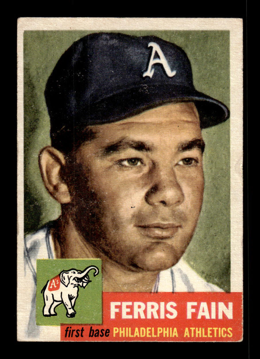1953 Topps #24 Ferris Fain Philadelphia Athletics Crease Free EX HOF-10006311
