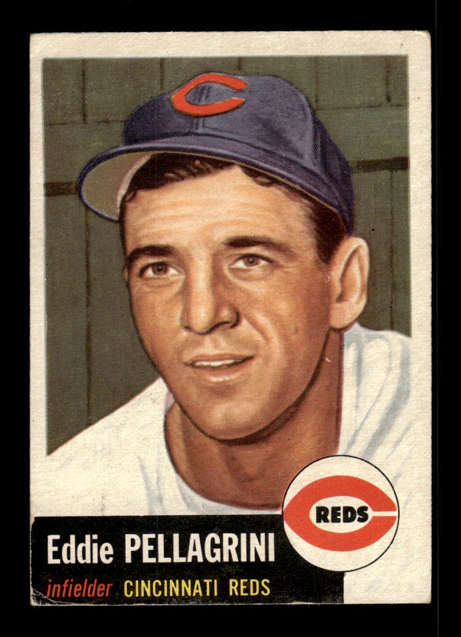 1953 Topps #28 Eddie Pellagrini Cincinnati Reds Crease Free EX HOF-10006315