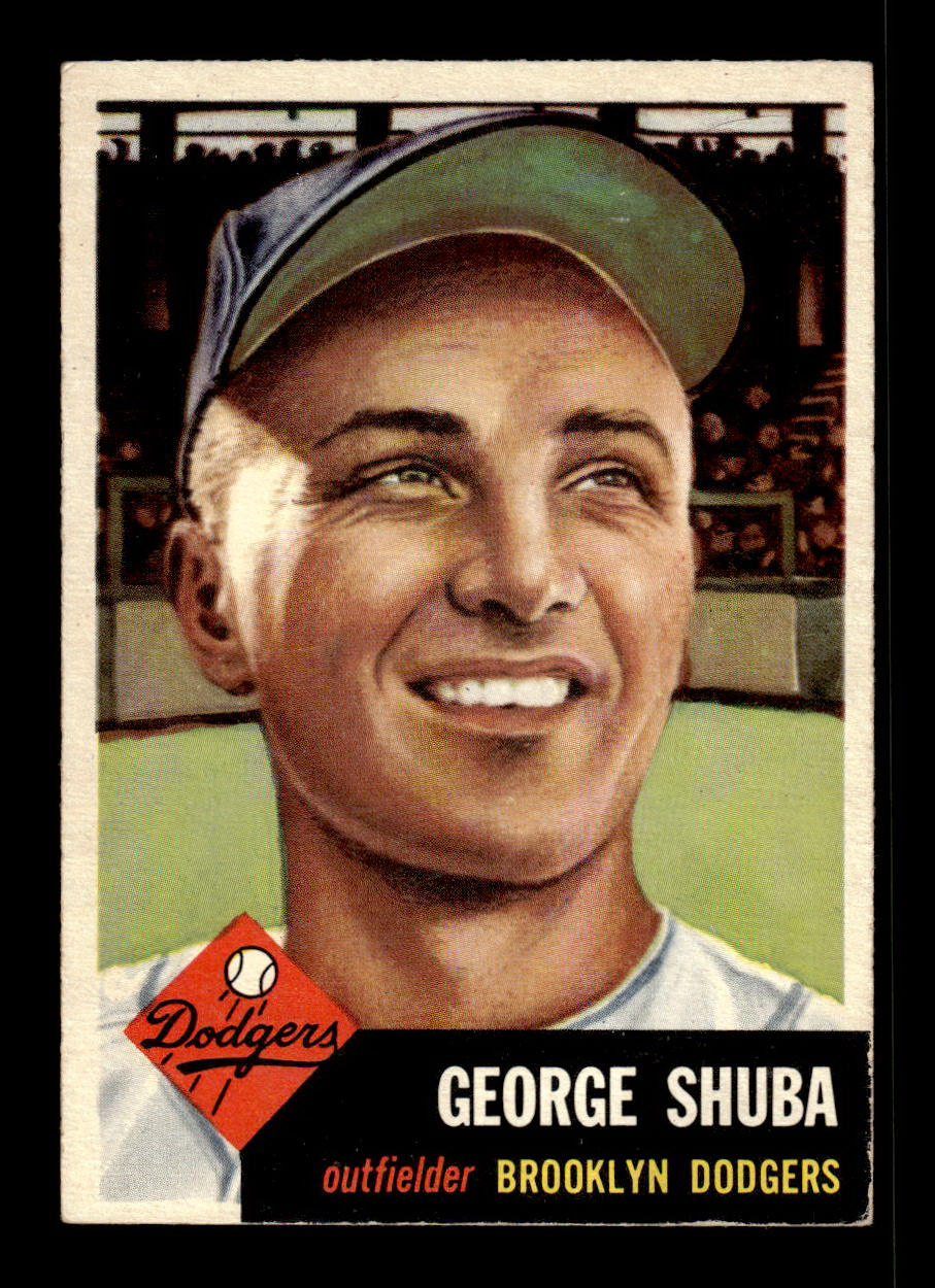 1953 Topps #34 George Shuba Brooklyn Dodgers Crease Free EX HOF-10006321
