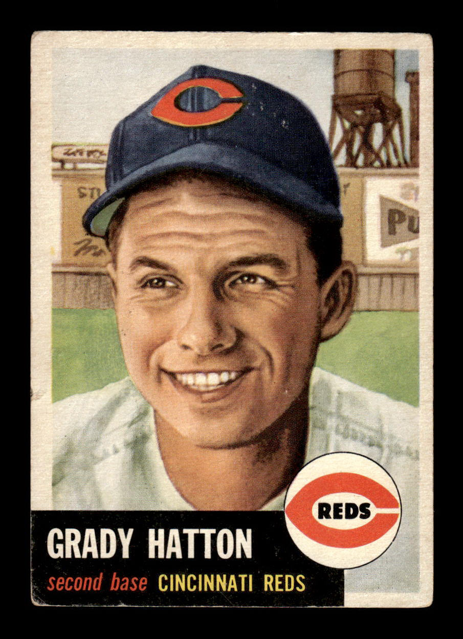 1953 Topps #45 Grady Hatton Cincinnati Reds Crease Free EX HOF-10006332