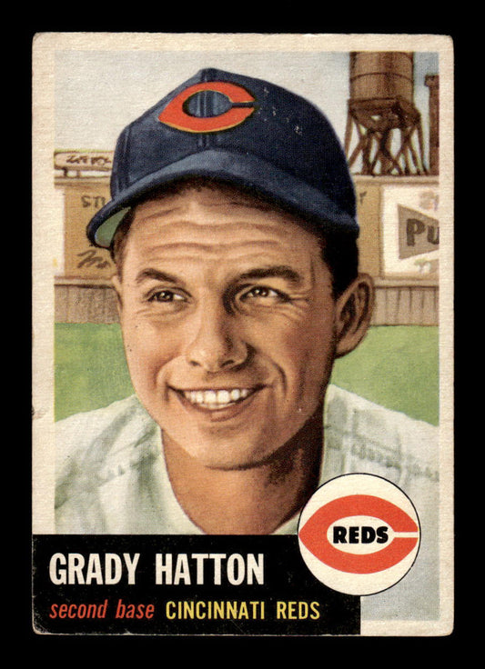 1953 Topps #45 Grady Hatton Cincinnati Reds Crease Free EX HOF-10006332