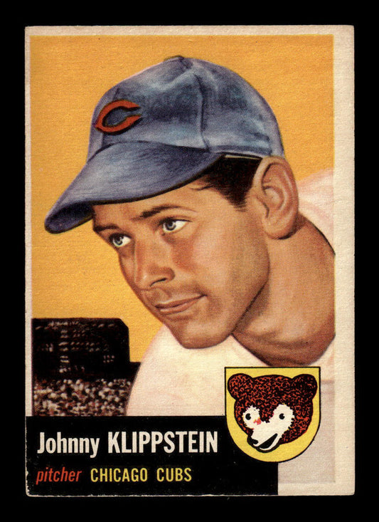 1953 Topps #46 Johnny Klippstein Chicago Cubs Crease Free EX HOF-10006333