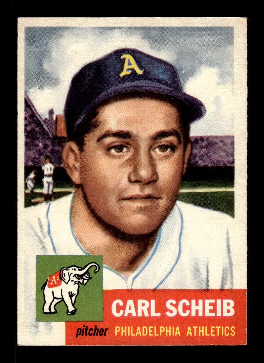 1953 Topps #57 Carl Scheib Philadelphia Athletics Crease Free EX HOF-10006344