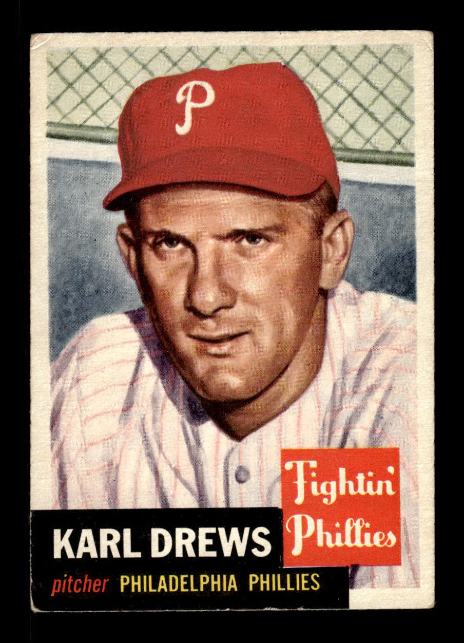 1953 Topps #59 Karl Drews Philadelphia Phillies Crease Free EX HOF-10006346