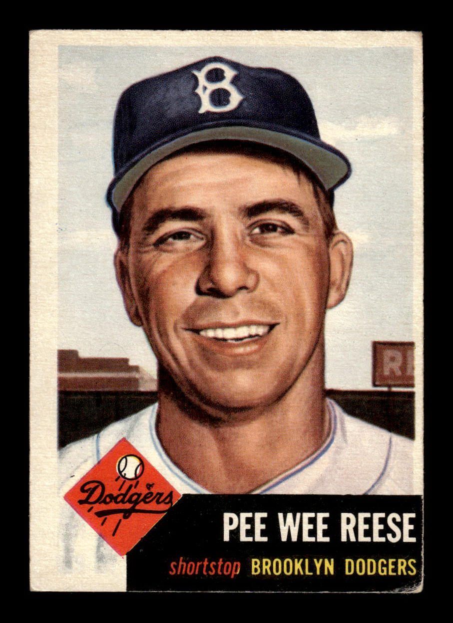 1953 Topps #76 Pee Wee Reese Brooklyn Dodgers Crease Free EX HOF-10006362
