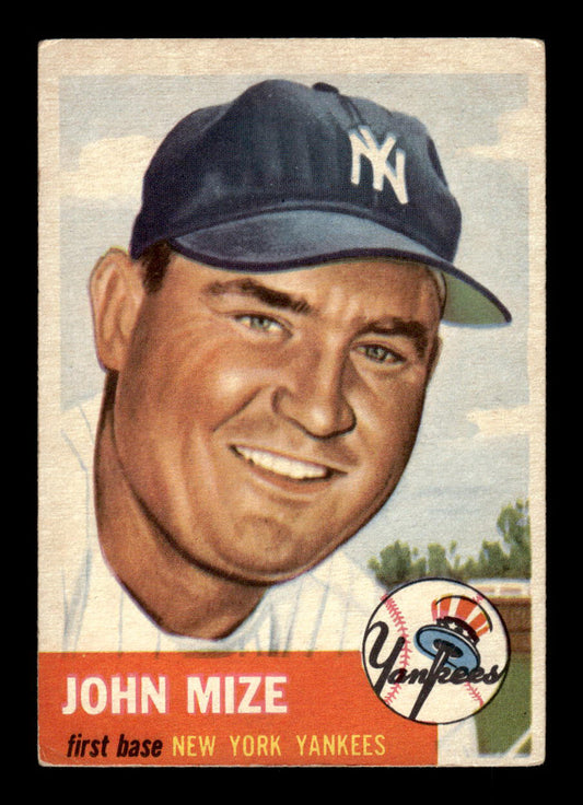 1953 Topps #77 Johnny Mize New York Yankees Crease Free VGEX HOF-10006363