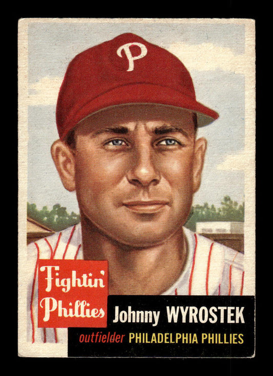 1953 Topps #79 Johnny Wyrostek Philadelphia Phillies Crease Free EX HOF-10006365