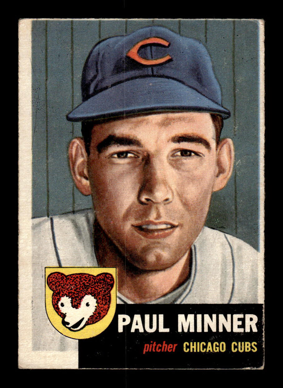 1953 Topps #92 Paul Minner Chicago Cubs Crease Free EX HOF-10006377