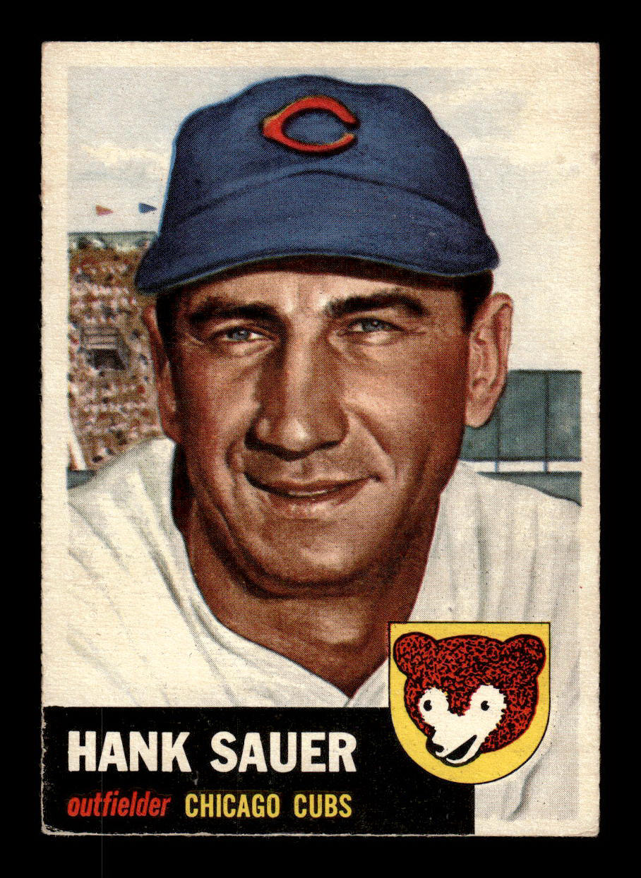 1953 Topps #111 Hank Sauer Chicago Cubs Crease Free EX HOF-10006396