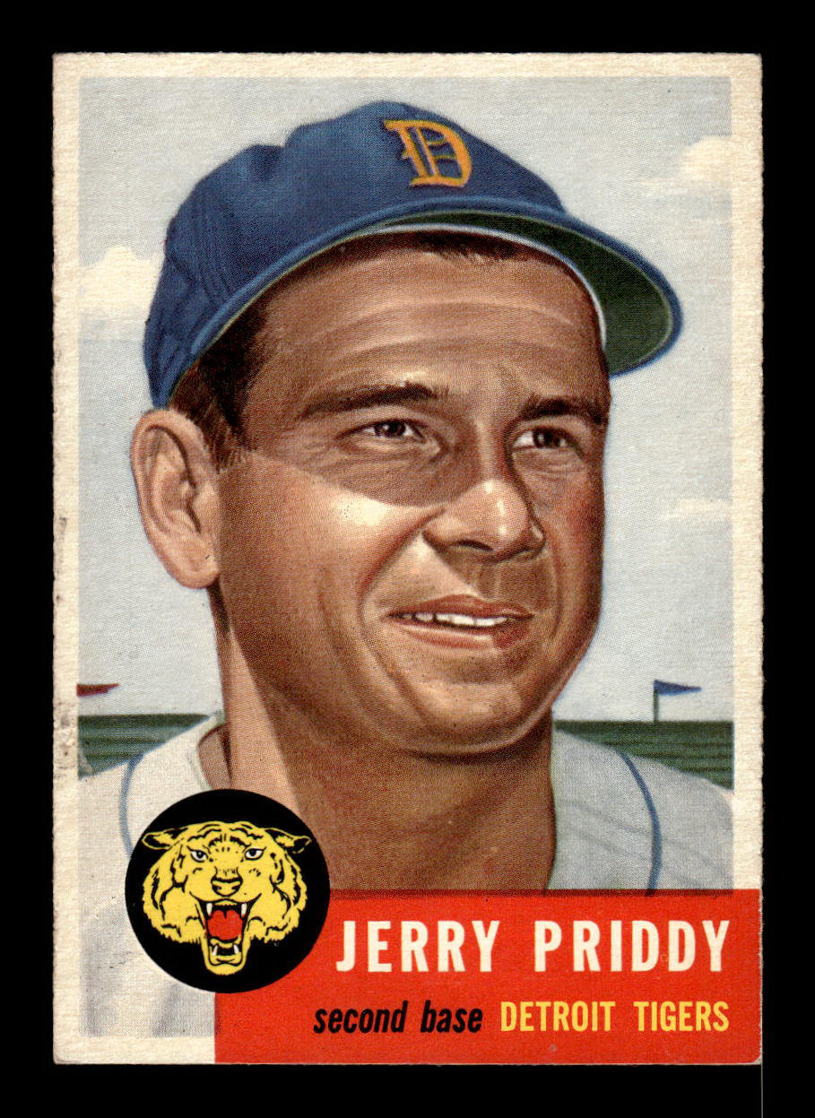 1953 Topps #113 Jerry Priddy Detroit Tigers Crease Free EX HOF-10006398