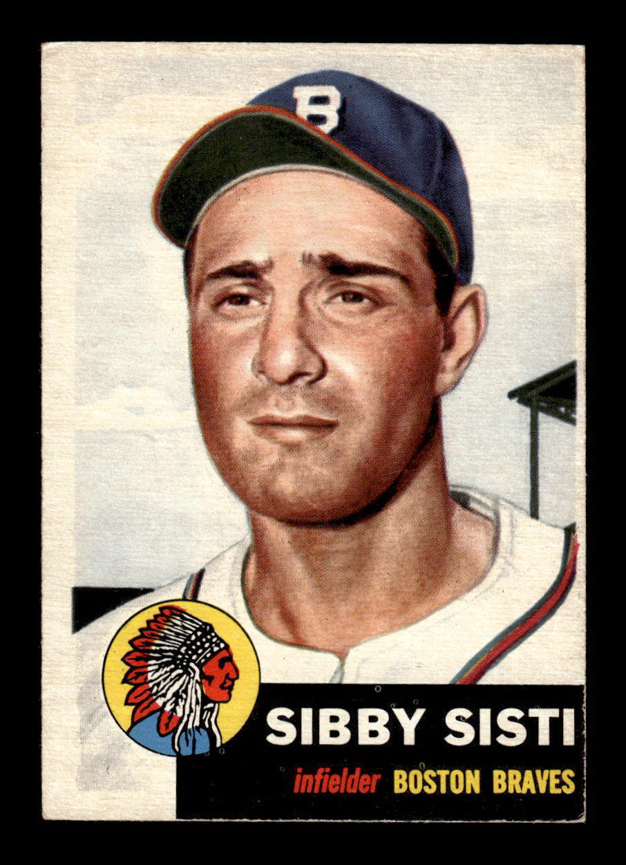 1953 Topps #124 Sibby Sisti Boston Braves Crease Free EX HOF-10006409