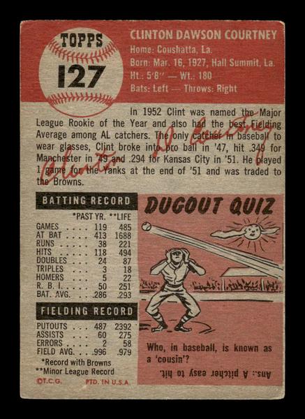 1953 Topps #127 Clint Courtney St. Louis Browns Crease Free VGEX HOF-10006412