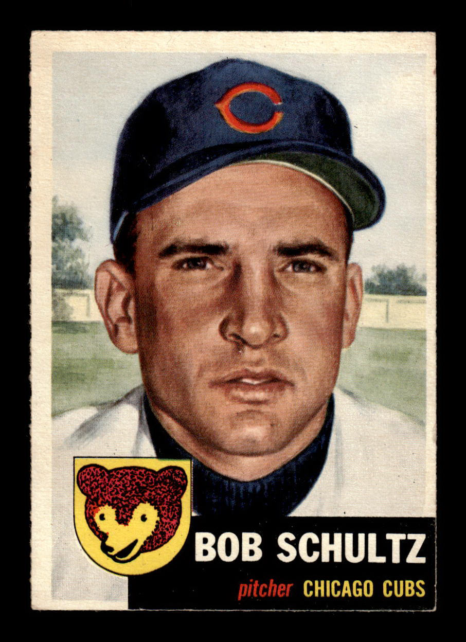 1953 Topps #144 Bob Schultz Chicago Cubs Crease Free EX HOF-10006429