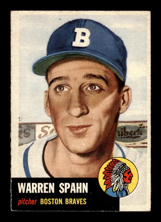 1953 Topps #147 Warren Spahn Boston Braves Crease Free EX HOF-10006432