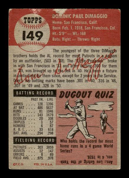 1953 Topps #149 Dom Dimaggio Boston Red Sox Good HOF-10006434