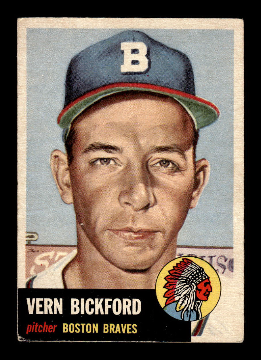 1953 Topps #161 Vern Bickford Boston Braves Crease Free EX HOF-10006446