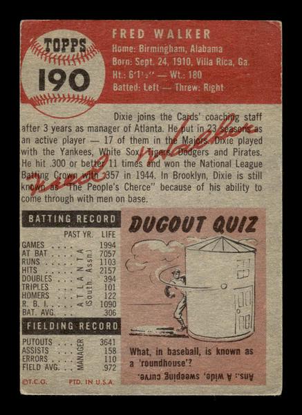 1953 Topps #190 Dixie Walker St. Louis Cardinals VG HOF-10006475