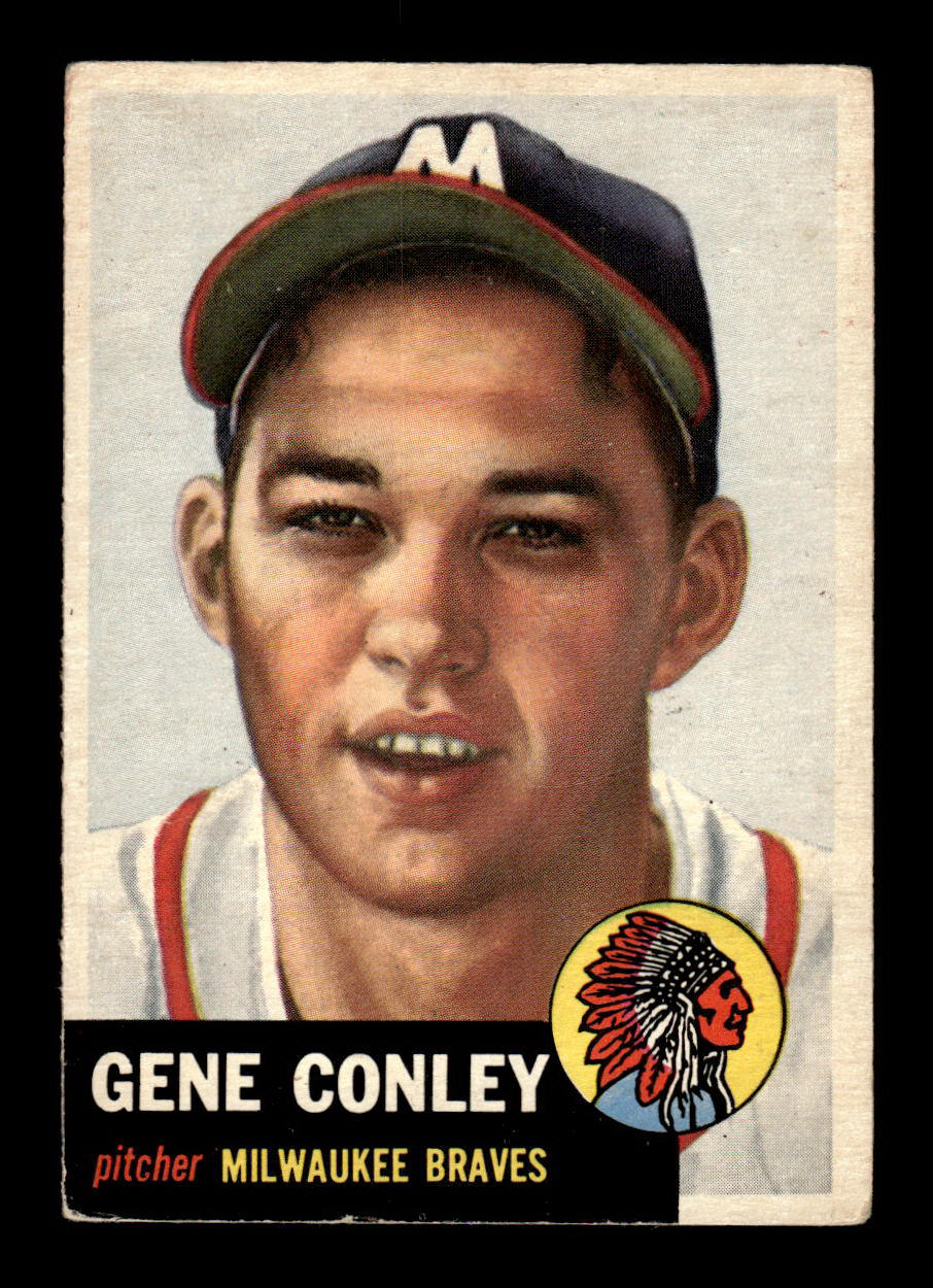 1953 Topps #215 Gene Conley Milwaukee Braves Crease Free EX HOF-10006572