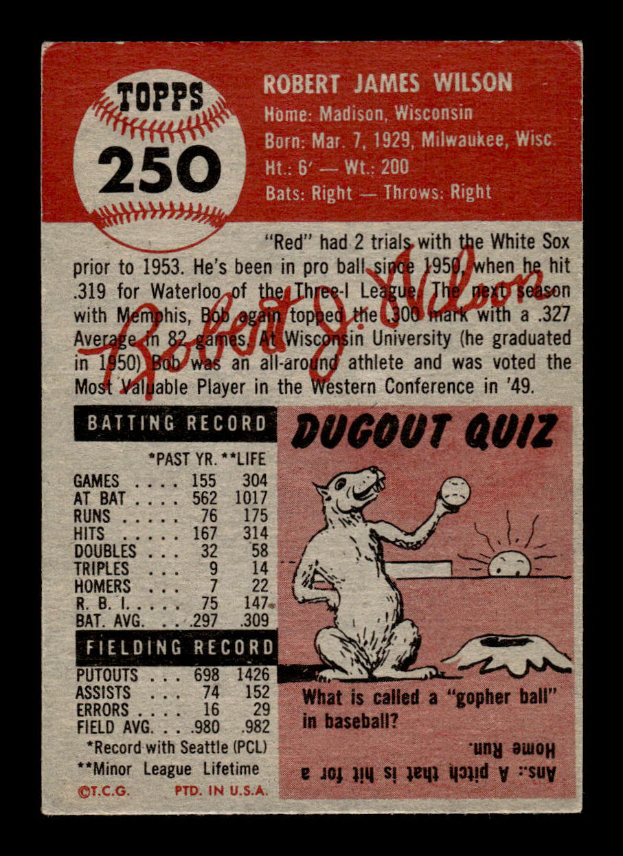 1953 Topps #250 Bob Wilson Chicago White Sox VG HOF-10006605