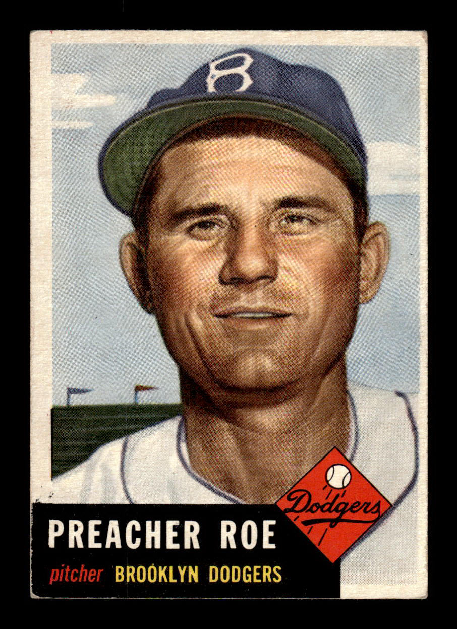 1953 Topps #254 Preacher Roe Brooklyn Dodgers Crease Free EX HOF-10006608